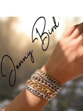 Jenny Bird Austin Cuff Bracelet Stackable Multi-Tonal Metal Chains